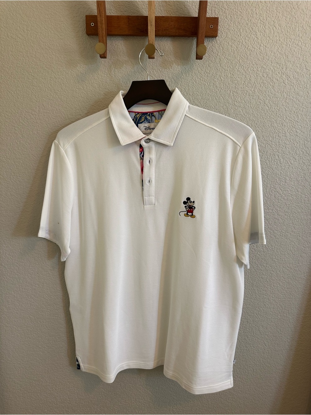 Tommy Bahama White Polo with Embroidered Mickey Accent